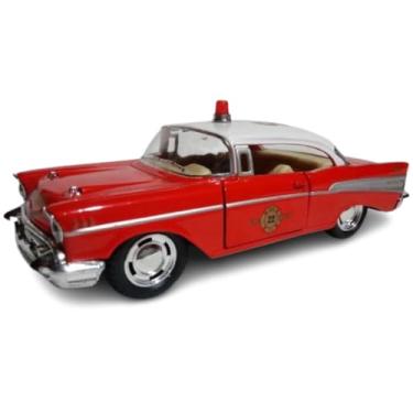 Imagem de Miniatura Carrinho de Ferro Bombeiro Bel Air 1957 1/40 Coleção (Bombeiro Vermelho)