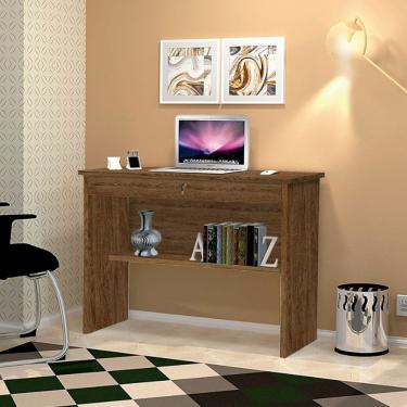 Imagem de Escrivaninha Mesa Notebook Orquídea Multiuso Compacta com Gaveta e Chave - Imbuia