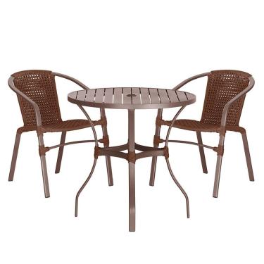 Imagem de 02 Cadeiras Floripa E Mesa Roma 100cm Marrom Trama Original Marrom