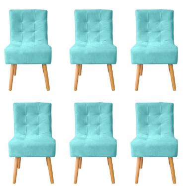 Imagem de Kit 6 Cadeiras Poltrona Sala de Jantar Penteadeira Reforçada Decorativa Liz Suede