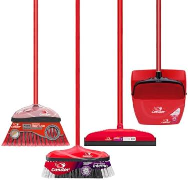 Imagem de Kit Limpeza 1 Vassoura Varre Muito Interna 1 Varre Fácil 1 Rodo 30cm 1 Pá Caçamba Condor