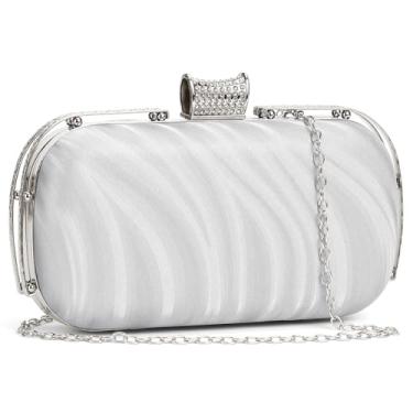 Imagem de RNIEGA Bolsas de mão para mulheres, bolsa de noite, bolsas formais, festas, casamentos, coquetéis, bailes, Prata
