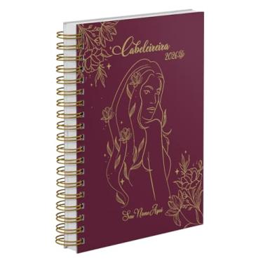 Imagem de Agenda Comercial 2026 Personalizada Capa Dura Cabeleireira Marsala