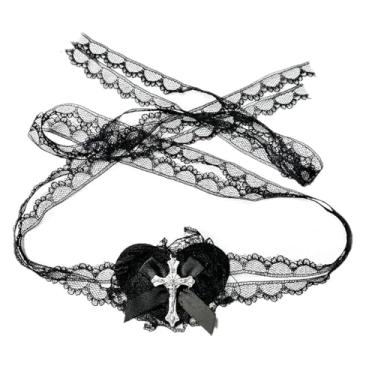 Imagem de Soochat Máscara gótica de renda para o dia das bruxas, remendo para olhos de coração, retrô, preto, para Hallowmas, cosplay, baile de máscaras, acessórios de festa