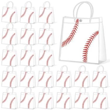 Imagem de 36 peças de sacos de presente de PVC transparente de beisebol com alças tema esportivo a granel guloseimas sacolas de doces para presente de equipe de rúgbi para meninos lembrancinha de festa de