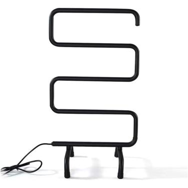 Imagem de Aquecedor De Toalhas Elétrico Dobrado De Parede & Suporte De Toalha Aquecido De Pé Livre E Estendal Para Casa Banheiro Aço Inoxidável Plug-in Toalheiro Aquecido, Black