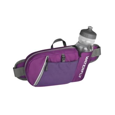 Imagem de WATERFLY Pochete de cintura: suporte de garrafa de água para caminhadas com alça para mulheres e homens, bolsas de quadril de hidratação para corrida, caminhada, viagem, Roxo escuro, 5 x 12 x 2 inches