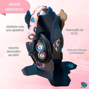 Imagem de Abafador de Ruido Preto para Autistas 12 DB com suporte Infinity Rose 