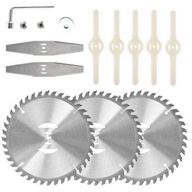 Imagem de TWRSHE Acessórios de lâmina de serra redonda de aço manganês Weed Eater, lâmina de metal Wacker, cabeças de lâmina de plástico para cortador de escova sem fio, lâminas de aparador de grama universal