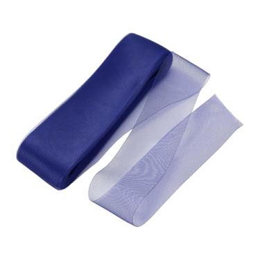 Imagem de HARFINGTON Trança de crina de cavalo rígida, 50 metros, 7,6 cm, acabamento macio de crina de cavalo para costura de desossada de poliéster, vestido de casamento, vestido de dança, aparamento, azul