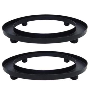Imagem de Suporte para Botijão de Gás e Vasos, Kit com 2 Bases Circulares, Polipropileno Resistente, Preto