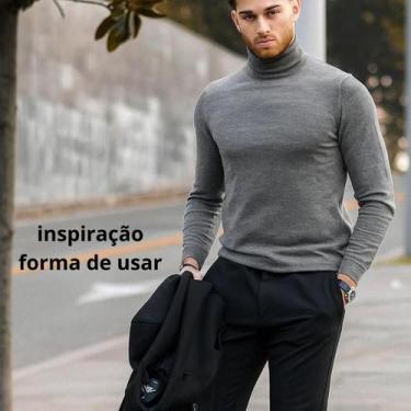 Imagem de Blusa Cacharrel Gola Alta Masculina de Frio Slim Manga Longa até GG - 
