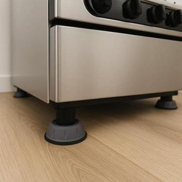 Imagem de Kit 4 Pés Bases Protetora Suporte Mesa Sofá Fogão Risco Evita Máquina 