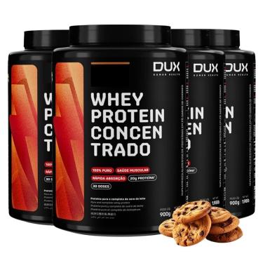 Imagem de Kit 4x Whey Concentrado 900g Dux Top Sabores + Proteinas-Unissex