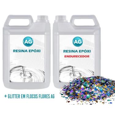Imagem de Resina Epóxi 1KG + Glitter em Flocos Flores AG - Resinas ag