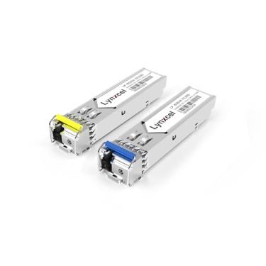 Imagem de Lynxcel Transceptor SFP Bidi de 1,25 G, módulo SFP de modo único 1000Base-BIDI, 1310 nm/1550 nm SMF, até 20 km para Cisco, Ubiquit UniFi, TP-Link, Meraki, Intel, Mikrotik, Netgear e mais, um par