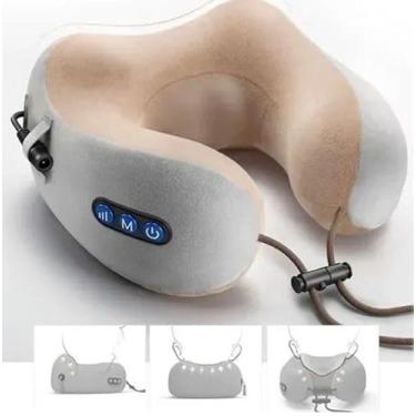 Imagem de Almofada de Pescoço Massageadora com Vibração, Controle Digital, Espuma Viscoelástica, Cinza