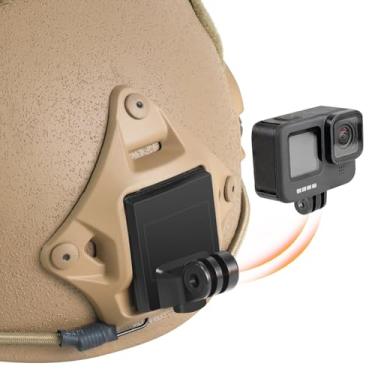 Imagem de Suporte de capacete Gopro, suporte de câmera NVG ajustável para GoPro Hero 12/11/10/9/8/7/6/5 NVG Acessórios de capacete tático para DJI Osmo Action 3/2, Insta360 ONE R/AKASO/Crosstour e a maioria das