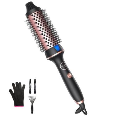 Imagem de Desalo Escova Térmica Para Cabelos Com Efeito Brushing, Escova Redonda Aquecida De 3,8 Cm Para Cachos Naturais, Modelador De Cachos Iônico Com Dupla Voltagem, Escova Redonda Aquecida Para Alisamento