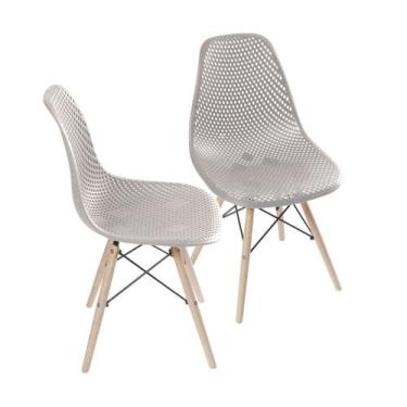 Imagem de Kit 2 Cadeiras Colmeia Base Madeira Fendi - OR Design