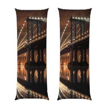 Imagem de Capa de travesseiro corporal com zíper oculto, fronha longa de microfibra macia e respirável para travesseiro corporal, capa de travesseiro noturna New York Manhattan Bridge para dormir presente para