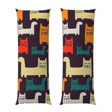 Imagem de Capa de travesseiro corporal com zíper oculto, fronha longa de microfibra macia e respirável para travesseiro corporal, capas de travesseiro de gato de banco para presente de dormir 50 x 137 cm