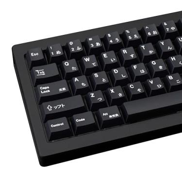 Imagem de JOLINTAL 130 teclas pretas japonesas com 130 teclas, estilo minimalista, conjunto de teclas de perfil cereja de sublimação de tinta adequado para teclado mecânico Cherry Gateron MX 61/64/87/104/108