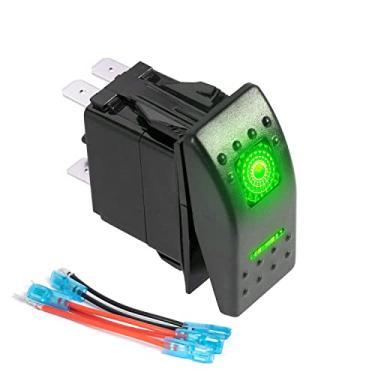 Imagem de FXC Interruptor De Balancim 5 Pinos Laser Liga/Desliga Luz Led Verde 20A/12V 10A/24V Com Conjunto Fios Ligação Para Automóveis, Barcos, Caminhões, Jipes, Ônibus Off-Road, Trailers