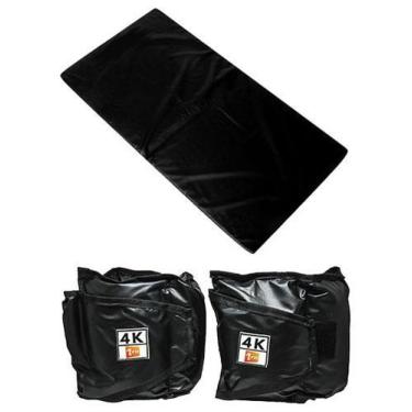Imagem de Kit Colchonete Preto + Par de Caneleira Tornozeleira De Peso 4kgs Prof