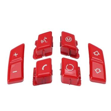 Imagem de Luocute Substituição de Botão de Controle do Volante do Volante de Carro, Controle de Botões de Interior Decorativo Esportivo de Controle Esportivo de 6pcs para 1 3 Série E90 E92 E93 M3 (Vermelho)
