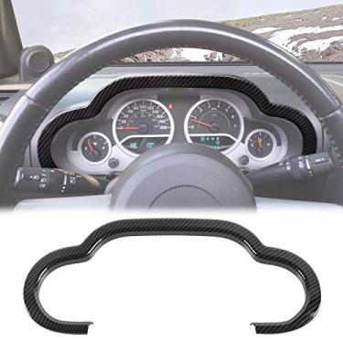 Imagem de JeCar Moldura para painel de instrumentos de carro acessórios interiores para Jeep Wrangler JK e Unlimited 2/4 portas 2007-2010 (grão de fibra de carbono)