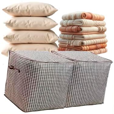 Imagem de Kit com 2 Organizadores 95 Litros Poliéster Grande 49,5x48x40cm Porta Edredom Travesseiro Toalha e Roupas com Alça e Fecho Duplo