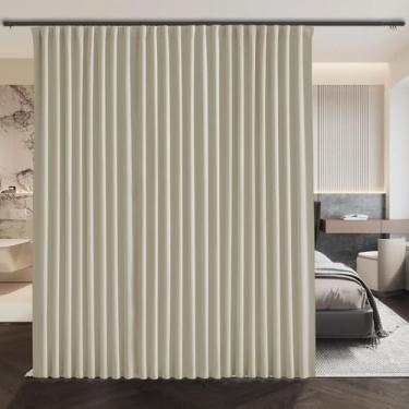 Imagem de ABBRIGE Cortina do chão ao teto para trilho de teto ou haste com ganchos - Cortinas blackout extralargas à prova de som - Cortinas divisórias de privacidade para trilho de montagem de teto na parede
