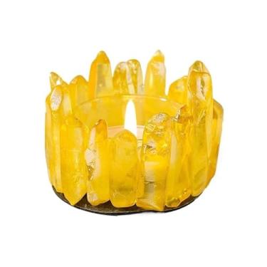Imagem de Castiçal de cristal galvanizado natural – Suporte de luz de chá de cristal único feito à mão para decoração de Halloween, decoração de casa ou presente (D)