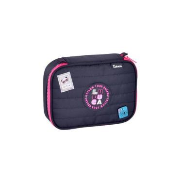 Imagem de Estojo Box Luluca Juvenil Escolar Pandinha 36 Elásticos Teen, Preto