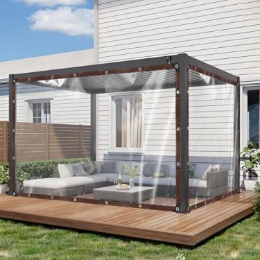 Imagem de Klmnop Lona de vinil transparente resistente à prova d'água de 20 x 3 m com ilhós e cordões elásticos - Capa de lona de plástico transparente para estufa, jardim, galinheiro, cercado de pátio