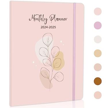 Imagem de Agenda mensal 2024-2025 2025 20,5 x 28,5 cm, agenda simples com objetivos mensais, agenda espiral para mulheres e homens, encadernação de fio duplo, capa macia, bolso interno, organize sua vida. Rosa