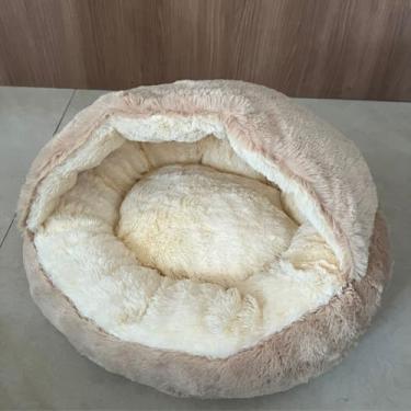 Imagem de CAMINHA PET NUVEM COBERTA G FECHADA CAMA PLUSH CASINHA TOCA FORMATO DONUT ROSQUINHA REDONDA NINHO CASA PELUCIA FUNDO ANTIDERRAPANTE PET CACHORROS E GATOS 60CM (CINZA)