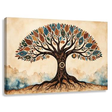Imagem de Árvore da Vida Arte de Parede Impressão em Tela Decoração Harmonia da Vida Crescimento Espiritual Natureza Harmonia Raízes Folhas 60x40cmx1