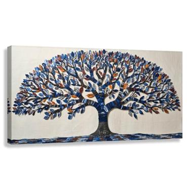 Imagem de Árvore da Vida Arte de parede em tela impressa com galhos vibrantes Folhas Natureza Decoração para sala de estar Quarto 40x20cmx1