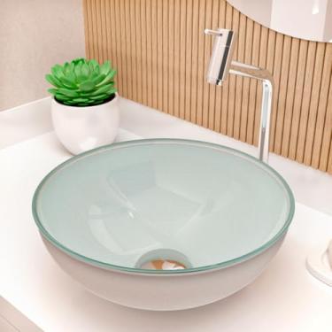 Imagem de Cuba Pia de Apoio Sobrepor Vidro Redonda 29cm Banheiro Lavabo Beltempo BT-4030 (Branca)