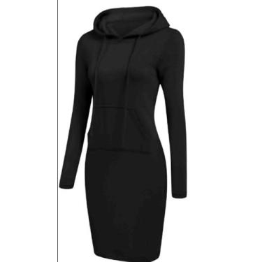 Imagem de Vestido De Moletom Midi Com Capuz - Manchur, Preto, GG