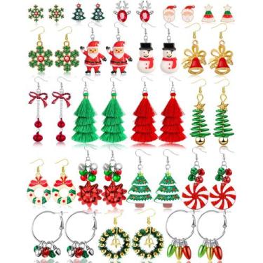 Imagem de Brincos de Natal Natonhi, 20 pares para mulheres com sinos de arco-íri