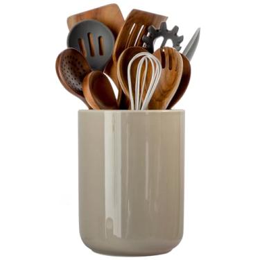 Imagem de SIEBOLD Suporte de utensílios, suporte de utensílios de cozinha de cerâmica para bancada, decoração vintage de cozinha de fazenda para balcão, presente (16 x 12 cm)