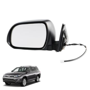 Imagem de Espelho retrovisor lateral aquecido lado esquerdo do motorista dobrável manual compatível com Toyota Highlander 2008-2013 substitui 87940-0E071 TO1320246