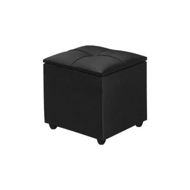 Imagem de Puff Baú Decorativo Cristal 40x40 Estofado Veludo Preto