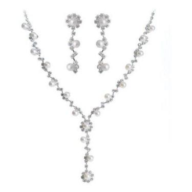 Imagem de Conjunto De Joias Liga Strass E Perola Noivas Festas Casamento Eventos