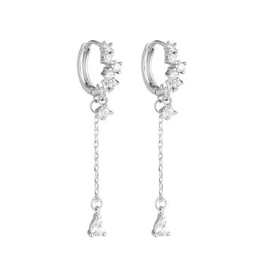 Imagem de Dreuyet Conjunto de brincos femininos de gota de água com diamantes, bijuteria de casamento, presente, Large, Plástico, Sem pedra preciosa