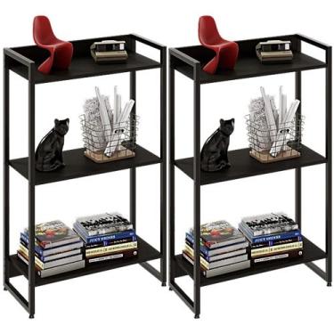 Imagem de Kit 2 Estantes Multiuso Escritório Industrial 3 Prateleiras Areta 104x