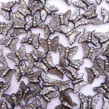 Imagem de Miçanga Passante Borboleta Plástico Níquel 11x13mm 50pçs 30g - Macall